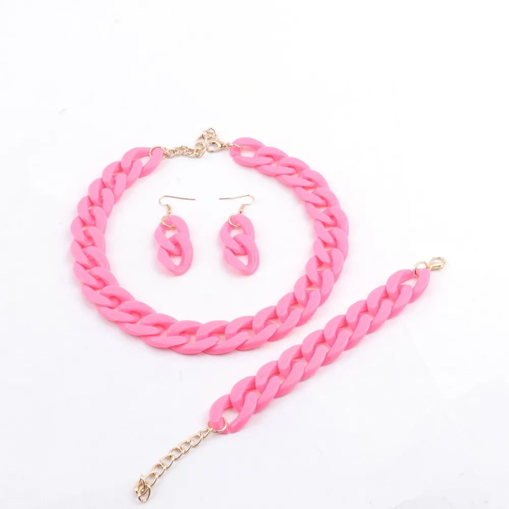 Colorful Acrylic Chain Necklace Set for Women
