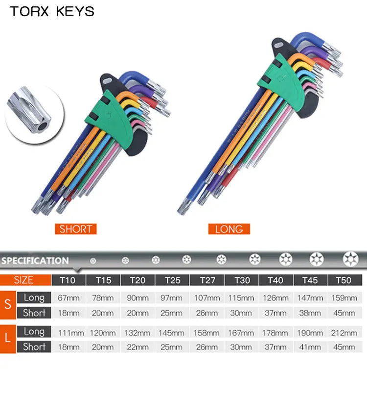 9-Piece Long Arm Hex Key Set (1.5–10 mm)