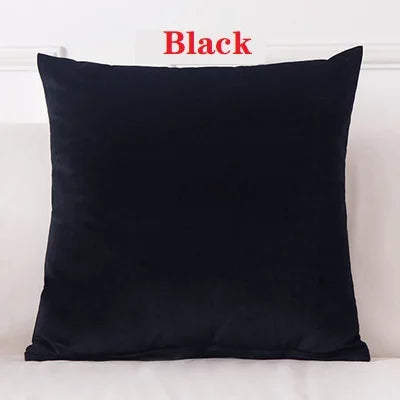 Black solid velvet decorative cushion cover