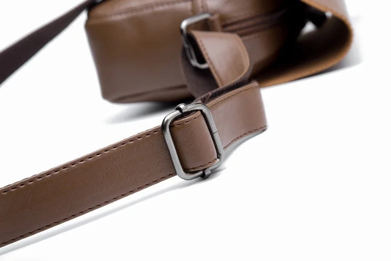 Vintage Leather Crossbody Bag for Men – Compact Messenger Shoulder Bag