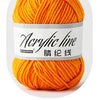 A ball of bright orange acrylic yarn labeled as Acrylic line 07 橘黃.