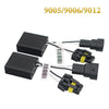 Black LED decoder harness for automotive headlights and fog lights, featuring multiple connectors.