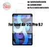 Two tempered glass screen protectors for iPad Air 1/2 and Pro 9.7 models