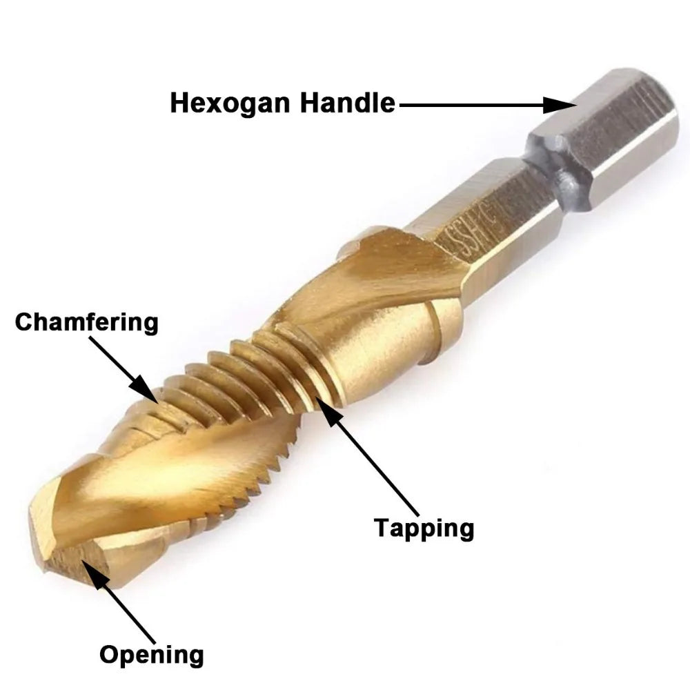 Metric Thread Tap Set - Titanium Coated HSS Drill Bits