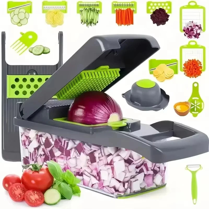 14-in-1 Multifunctional Vegetable Chopper with Interchangeable Blades