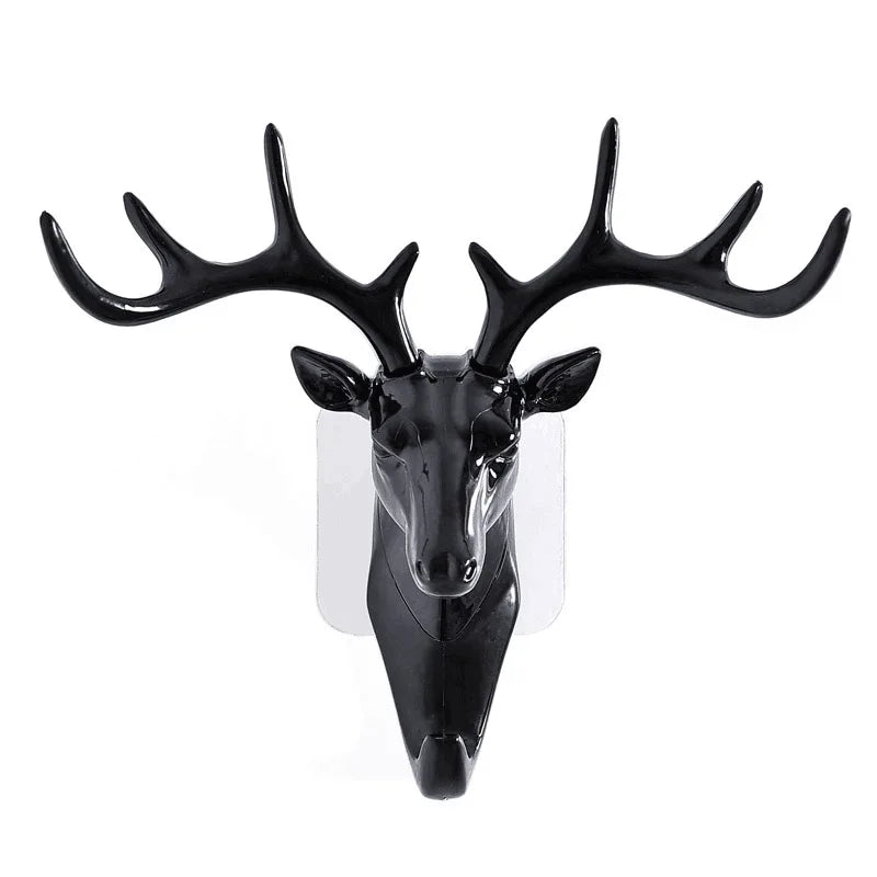 Black vintage deer head wall hook for hats, scarves, and keys