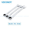 3-Piece Mirror-Polished Ratchet Wrench Set (3/8", 7/16", 1/2")