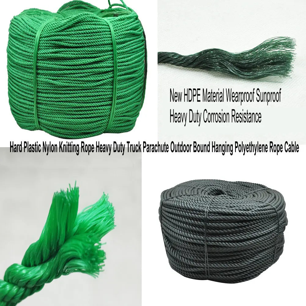 Green and black heavy-duty nylon rope and HDPE material for outdoor use and corrosion resistance
