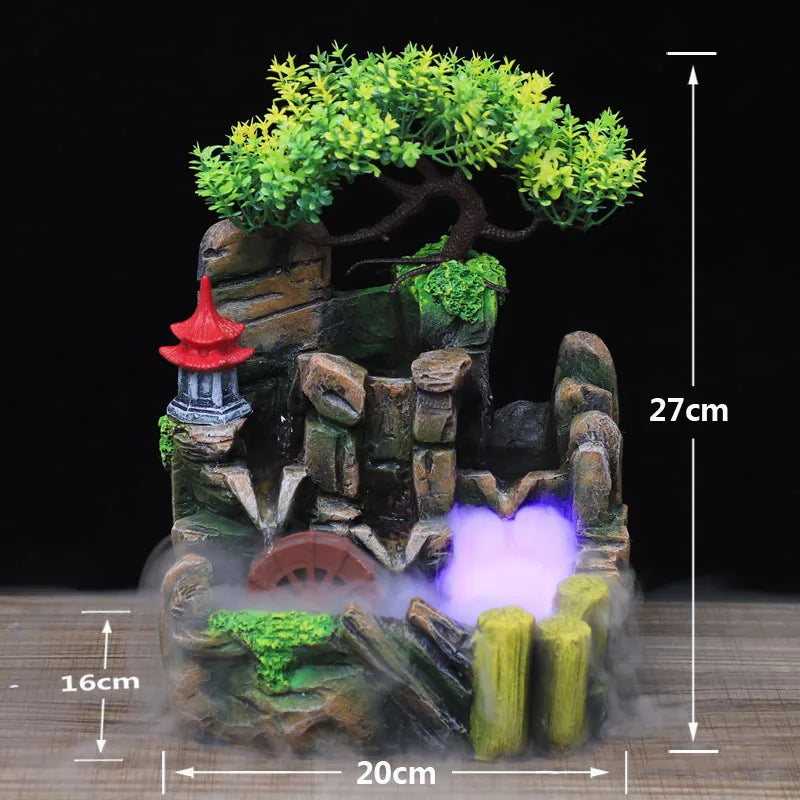 Resin Rockery Tabletop Water Fountain with Feng Shui Wheel