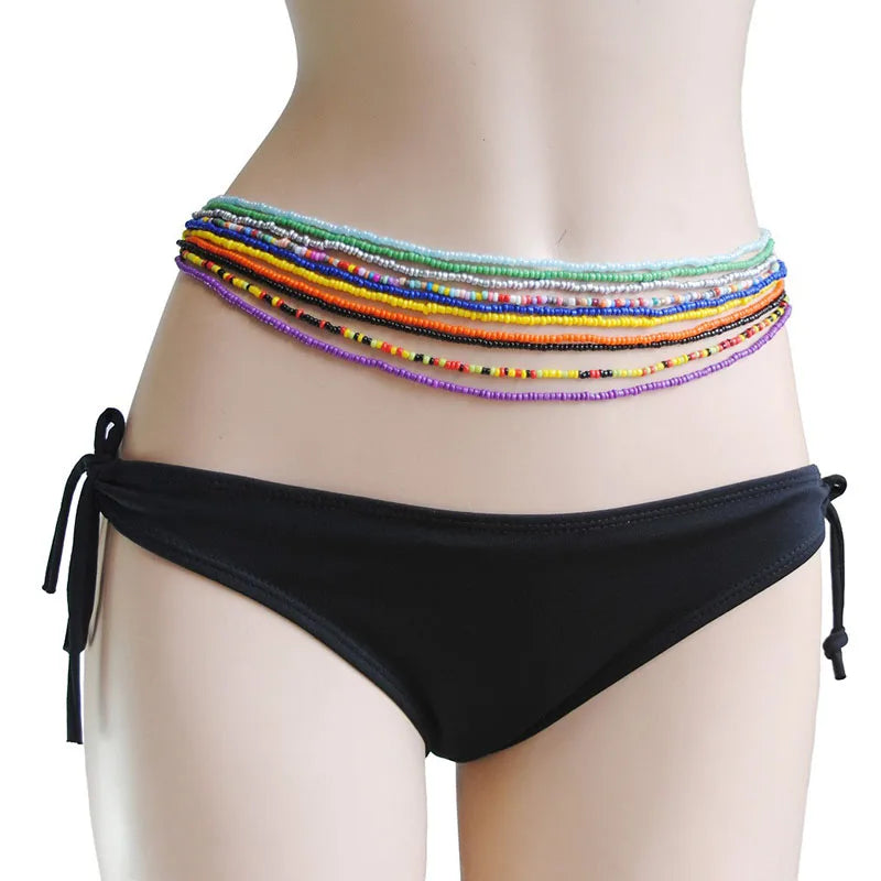 Colorful Elastic Belly Bead Chain Set for Women