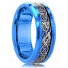 Men's Black Stainless Steel Wedding Band with Double Groove Detail