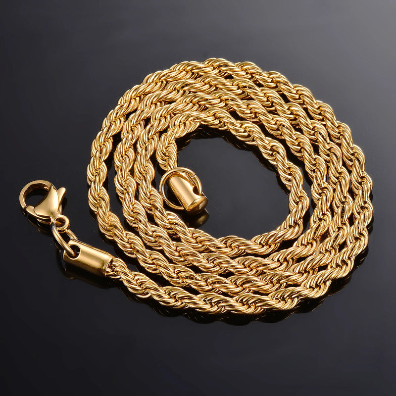 Gold Stainless Steel Rope Chain Necklace