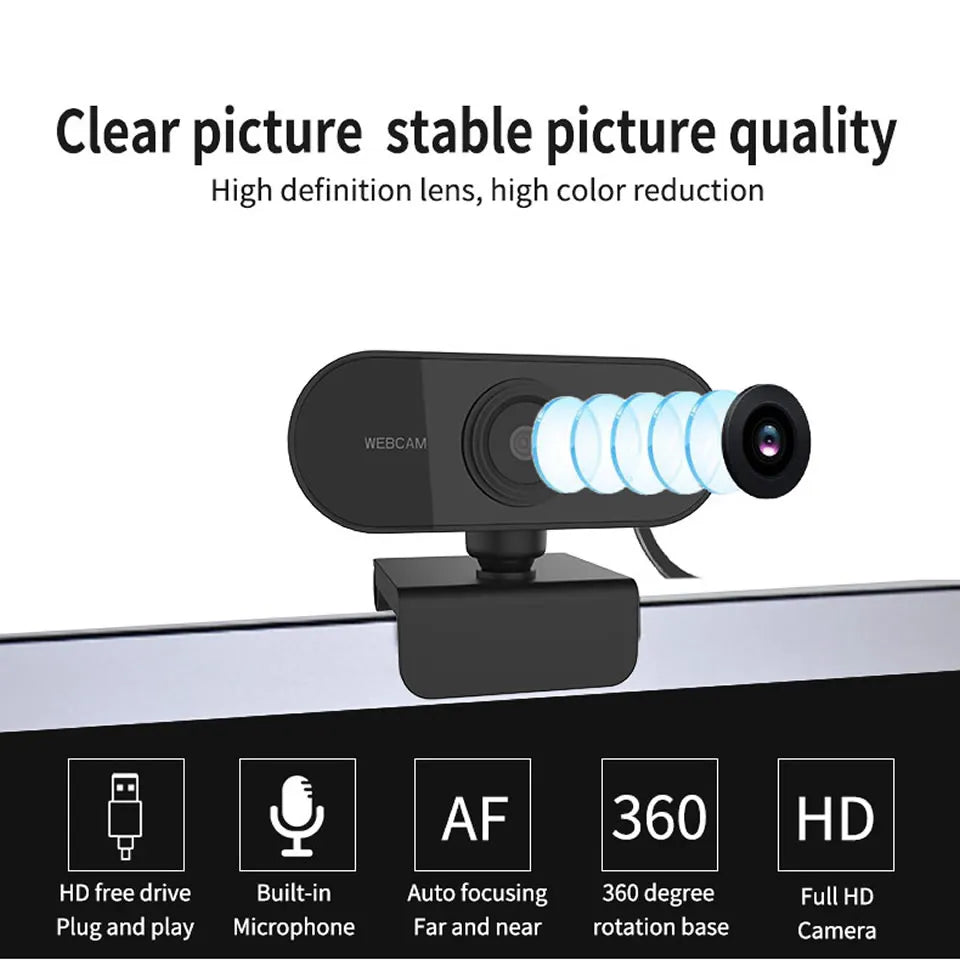 1080P Full HD USB Webcam with Built-in Microphone