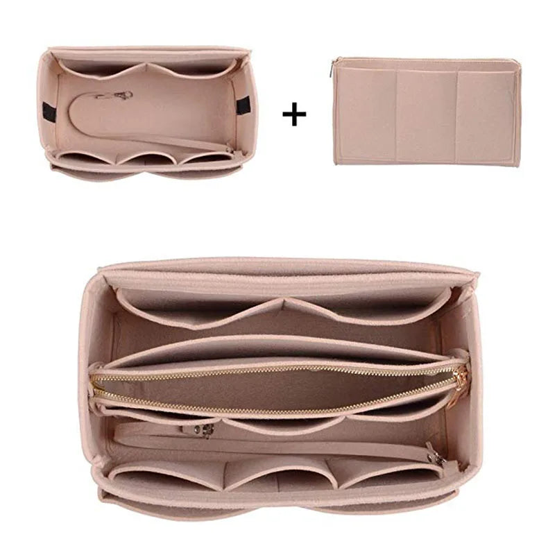 Felt Purse Organizer with Detachable Wallet Pocket