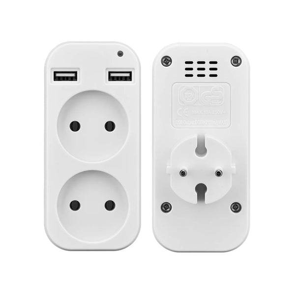 Regleta Compacta con Enchufe EU y Puertos USB