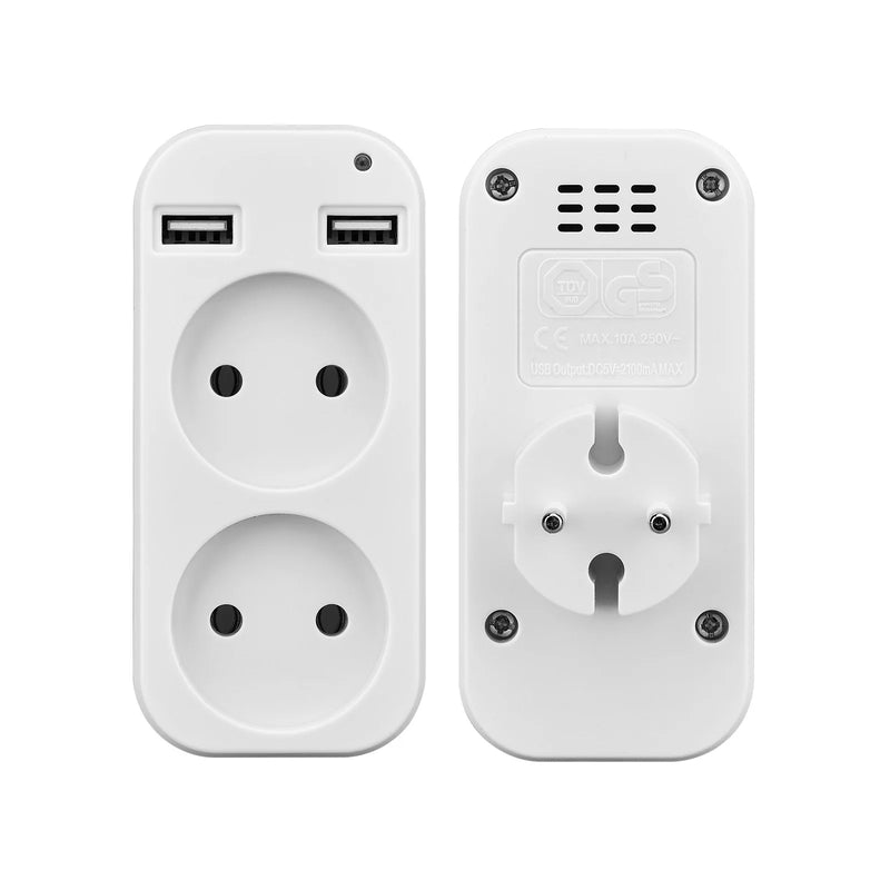 Compact EU Power Strip with USB Ports