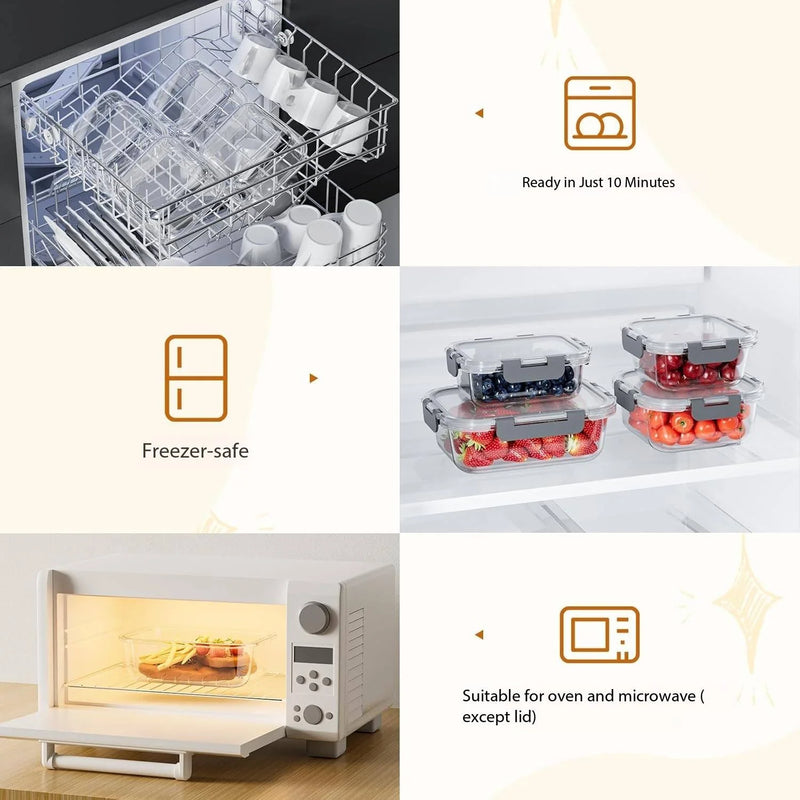 24-Piece Borosilicate Glass Food Storage Container Set