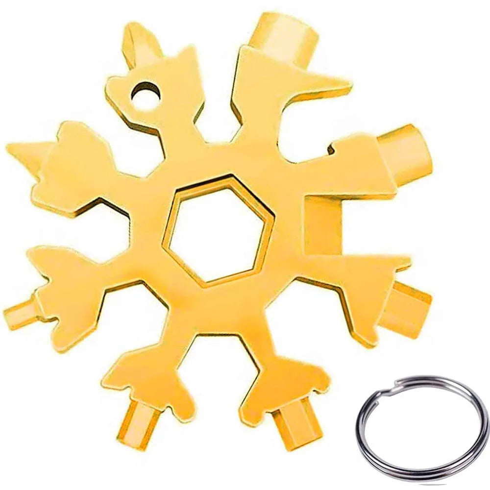 18-in-1 Stainless Steel Snowflake Multi-Tool with Key Ring
