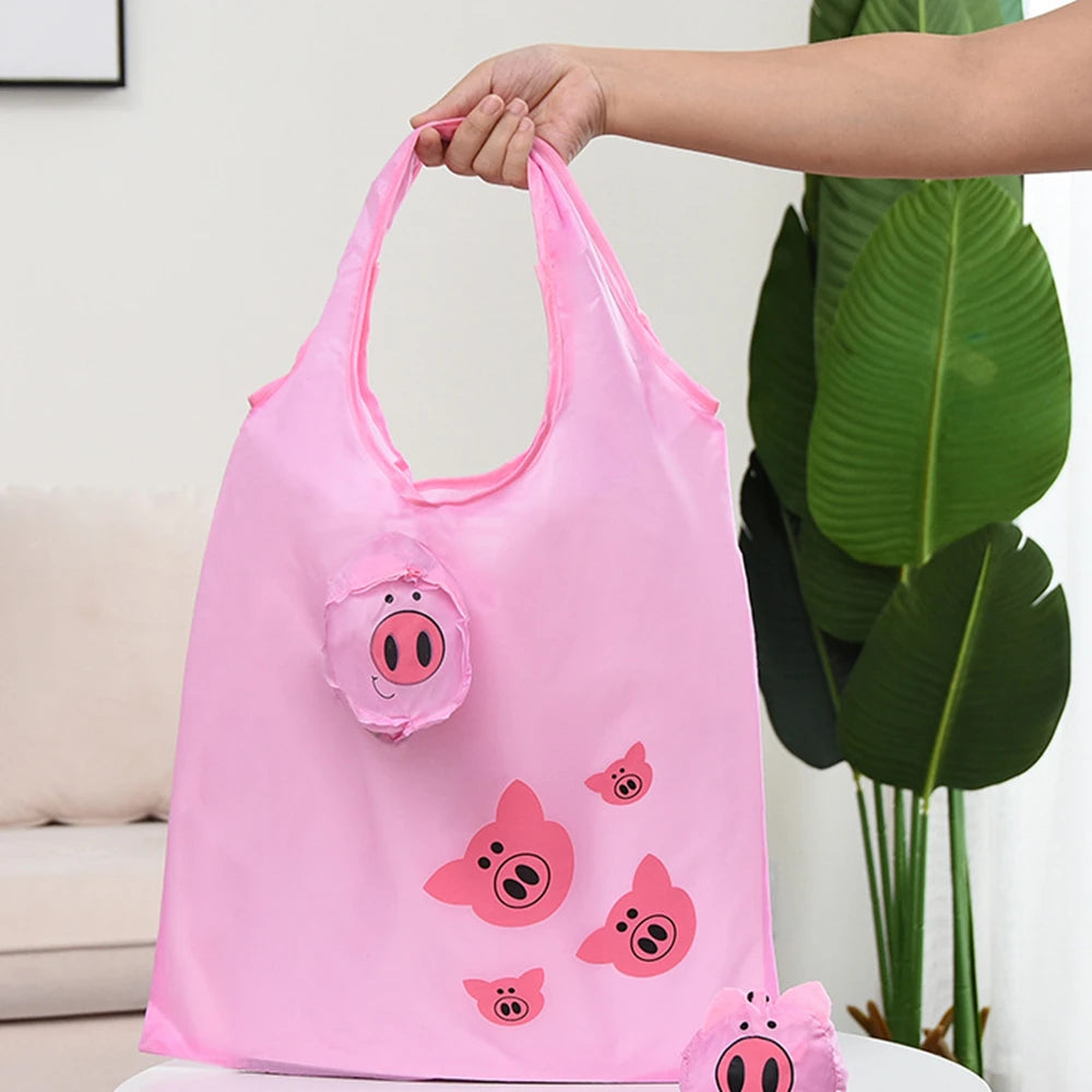Foldable Cartoon Shopping Bag with Shoulder Straps