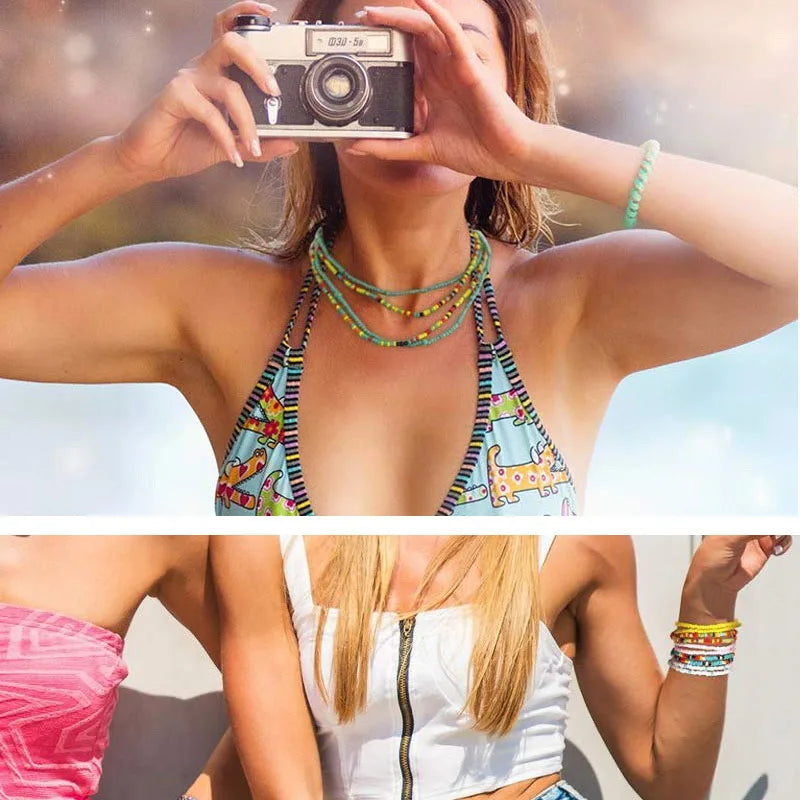 Colorful Elastic Belly Bead Chain Set for Women
