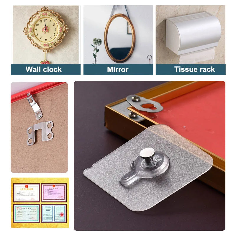 Transparent Self-Adhesive Wall Hooks for Pictures and More