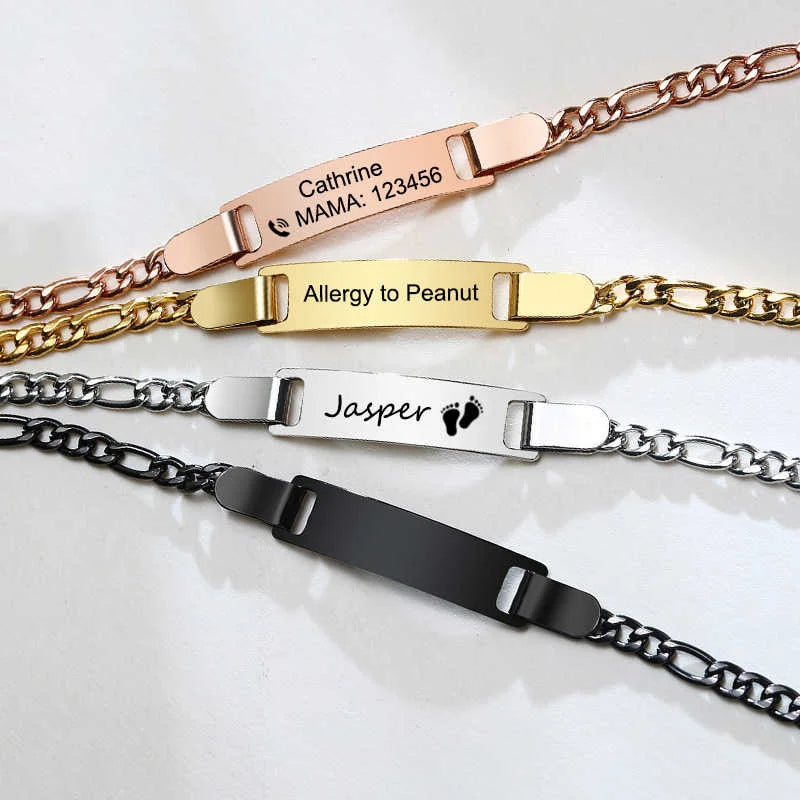 Personalized Stainless Steel Name Bracelet for Baby and Mom