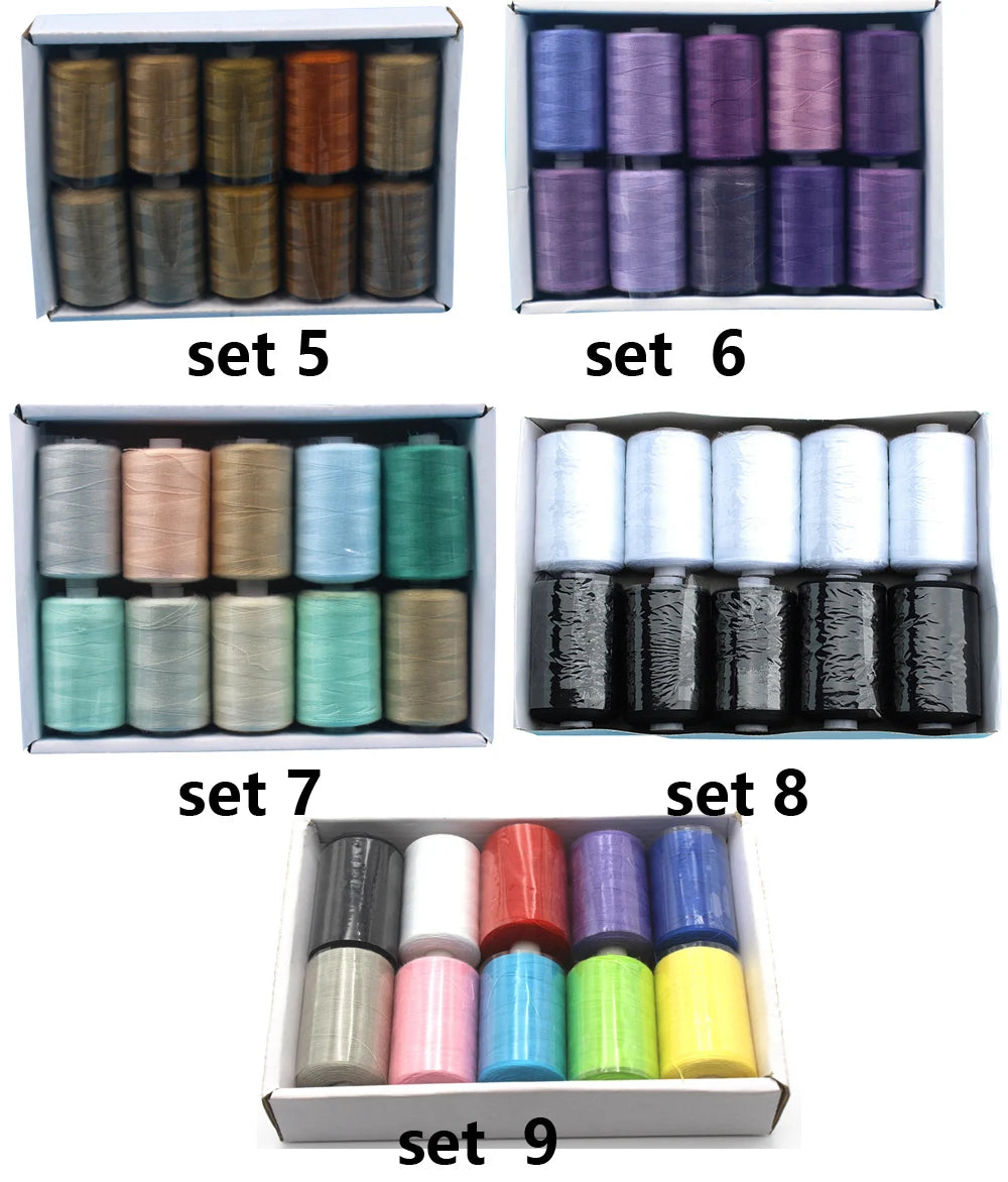 1000 Yard Polyester Sewing Thread Spools — 10 Color Pack