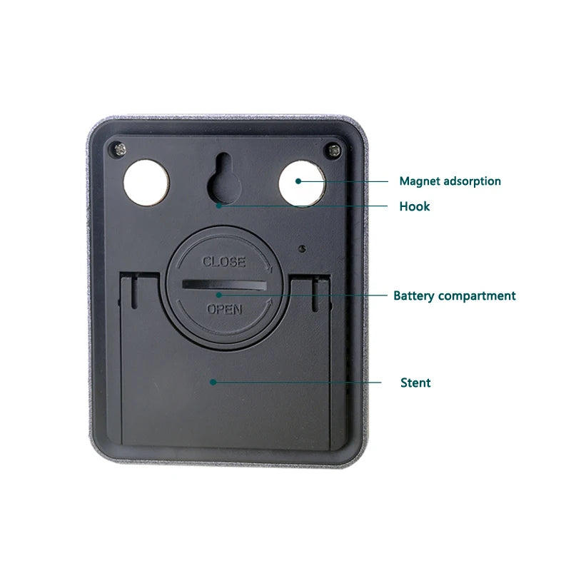 A black magnetic mount for a stent, featuring a battery compartment and a hook.