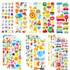 A variety pack of 500+ 3D puffy stickers featuring animals, dinosaurs, numbers, and other colorful shapes for kids.