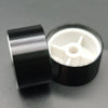 Black aluminum knob with knurling for 6mm shaft potentiometers and encoders