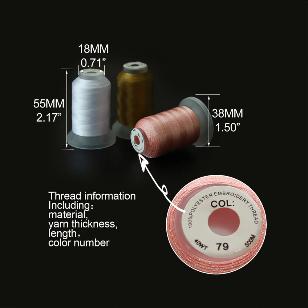 80-Color Polyester Embroidery Thread Collection – 500m Spools