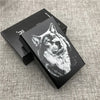 Ultra-Slim Aluminum Cigarette Case with Laser-Engraved Wolf Design