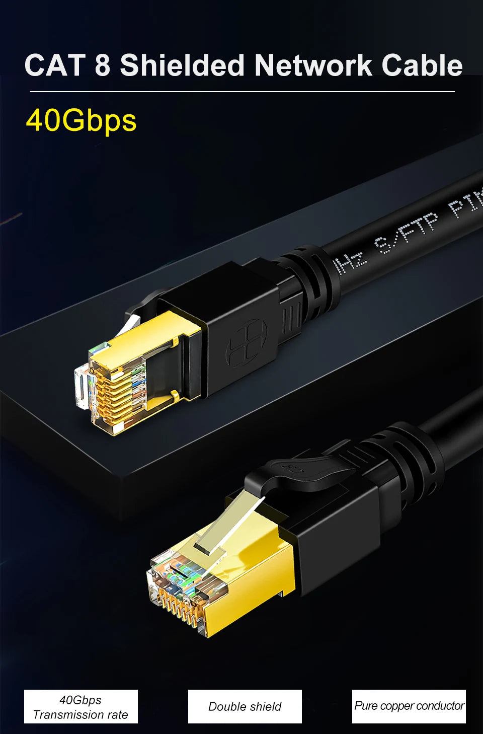 High-Speed Cat8 Ethernet Cable for Gaming and Streaming