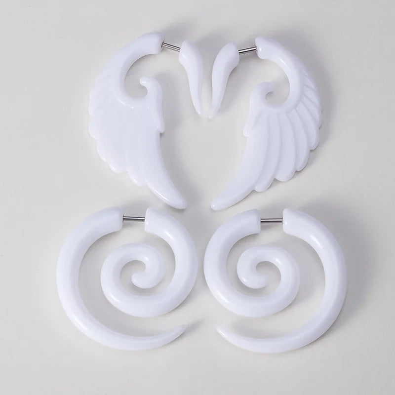 Pendientes de espiral acrílicos tipo túnel falso
