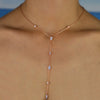 Enamel Evil Eye Lariat Necklace with Cubic Zirconia