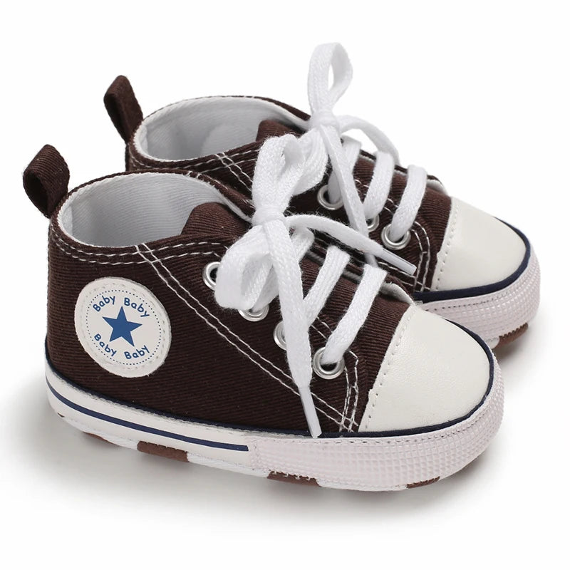 Classic Canvas First Walker Shoes for Babies with Star Print