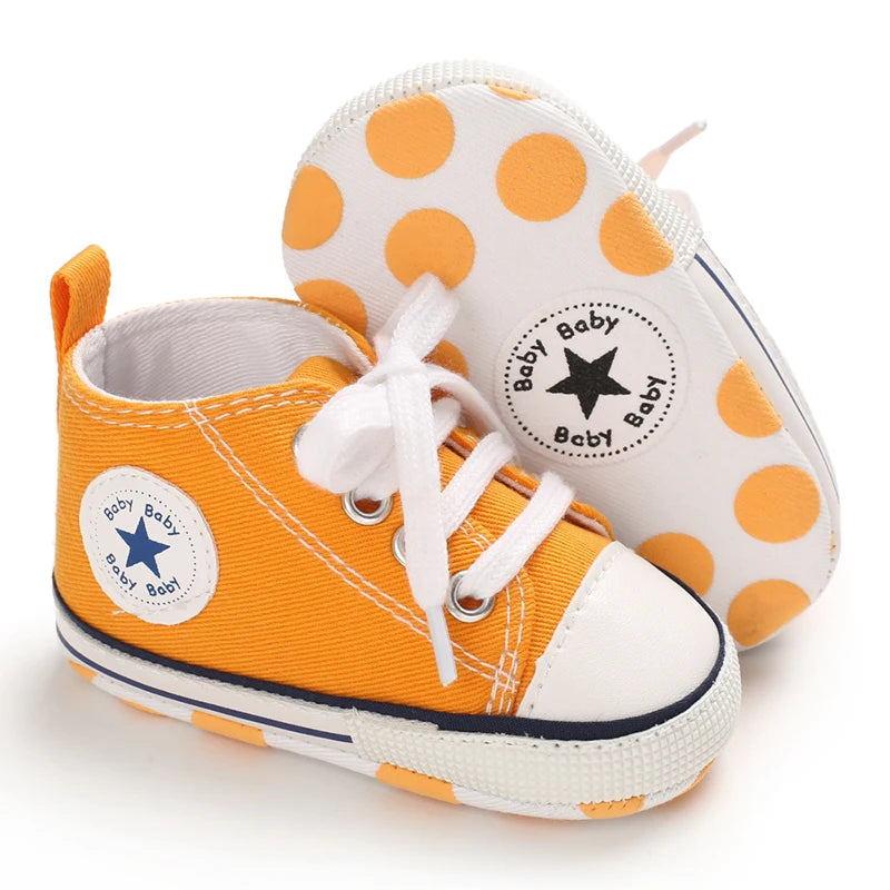 Classic Canvas First Walker Shoes for Babies with Star Print