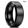Men's Black Stainless Steel Wedding Band with Double Groove Detail