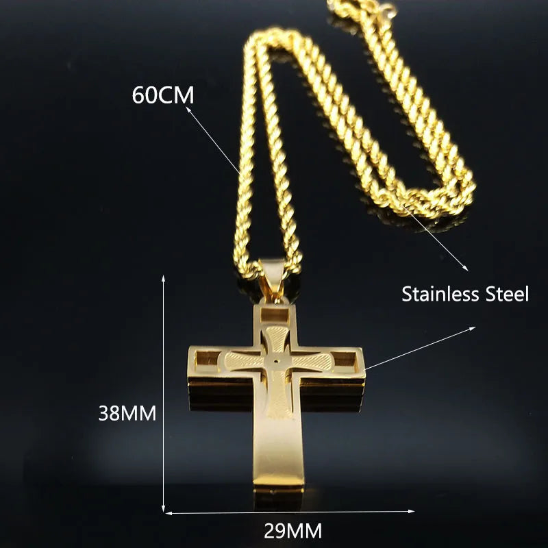 Goldenes Edelstahlkreuz-Anhänger