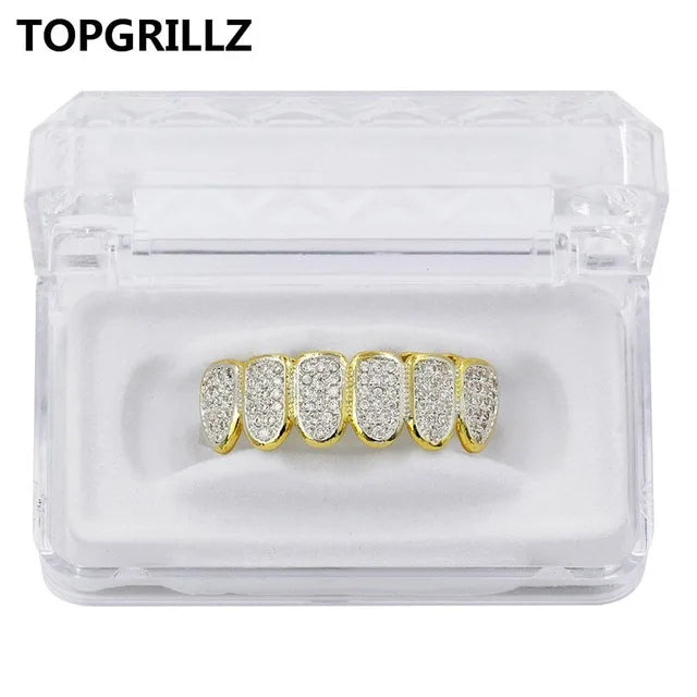 مجموعة أسنان ذهبية صلبة (Grillz)