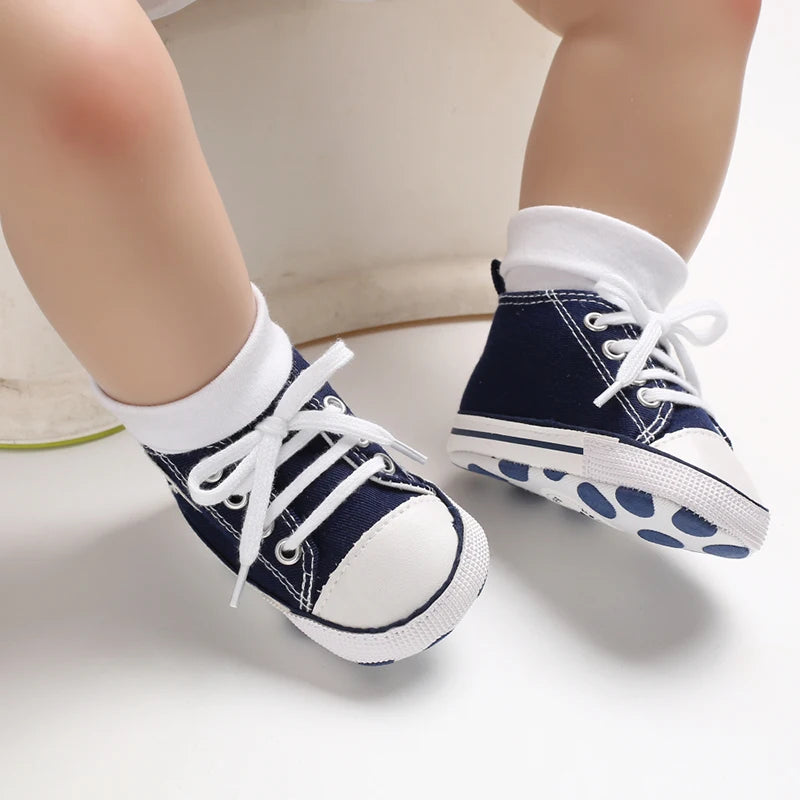 Classic Canvas First Walker Shoes for Babies with Star Print