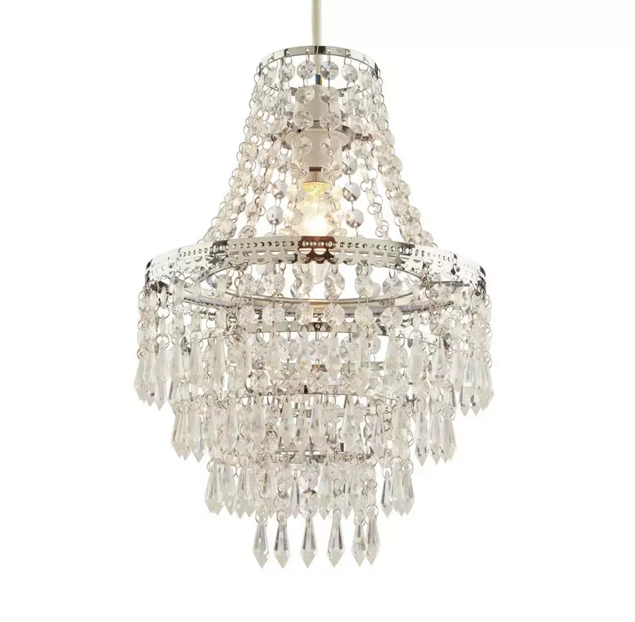 Abat-jour de lampe chromé à 5 étages en perles