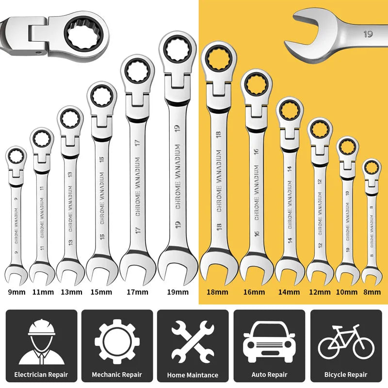 Flexible Pivot Ratchet Wrench