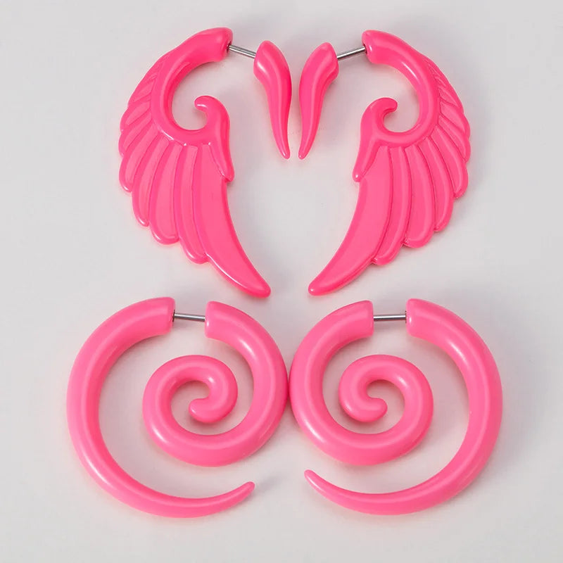 Pendientes de espiral acrílicos tipo túnel falso