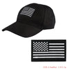 Black baseball cap with an embroidered American flag patch on the front