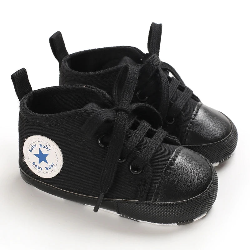 Classic Canvas First Walker Shoes for Babies with Star Print