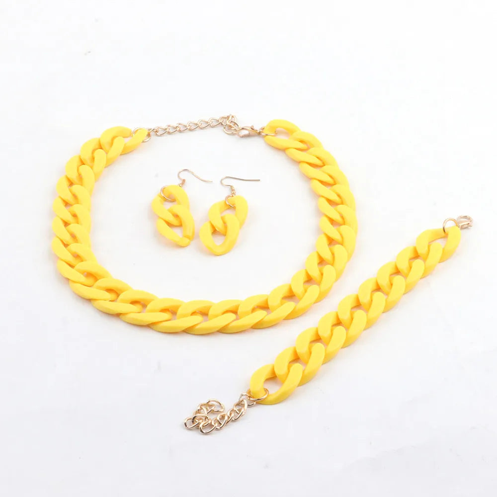 Colorful Acrylic Chain Necklace Set for Women