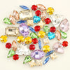 Mixed Shape Glass Rhinestones with Silver Claw Settings