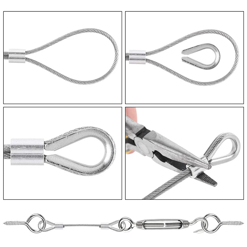 Pvc-Coated Steel Wire Rope Clothesline Kit with Hardware