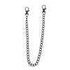 A 16-inch chrome steel punk chain belt accessory with a keyring.